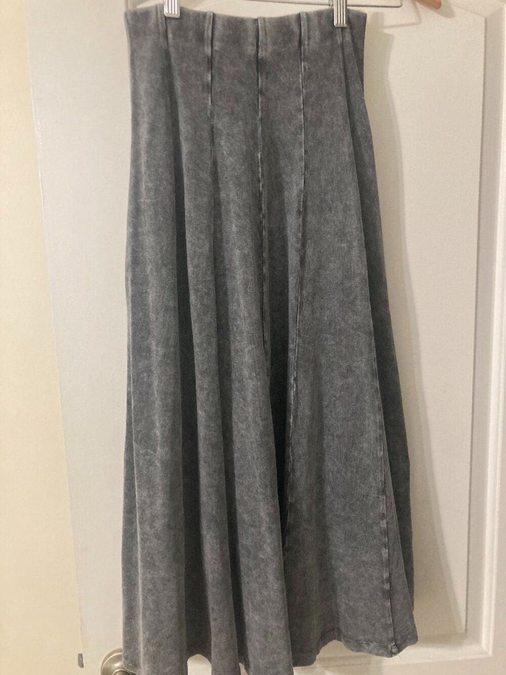 womans grey stone wash denim midi skirt size XS